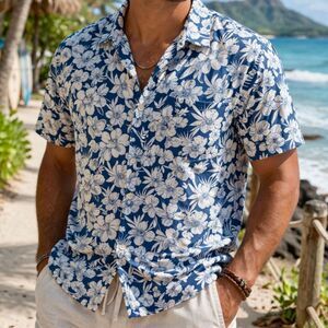 Nat Nast Luxury Cotton Bowling Shirt L Blue Coastal Vacation Vibes Sopranocore